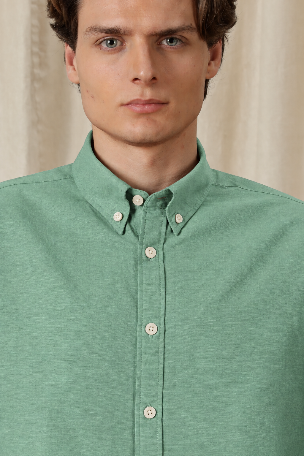 Men's Pista Green Relaxed Fit Cotton Shirt