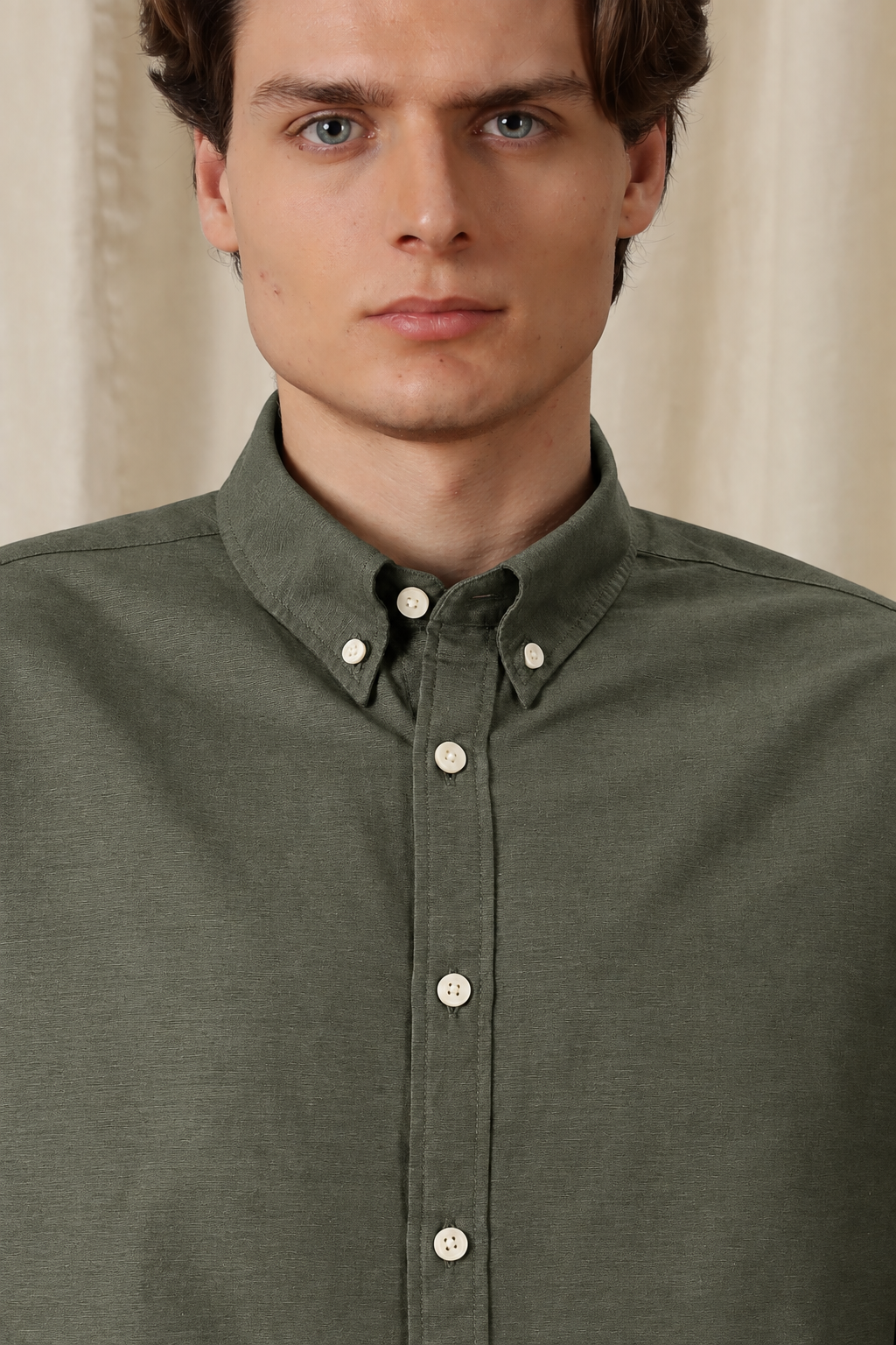 Men's Dark Green Relaxed Fit Cotton Shirt