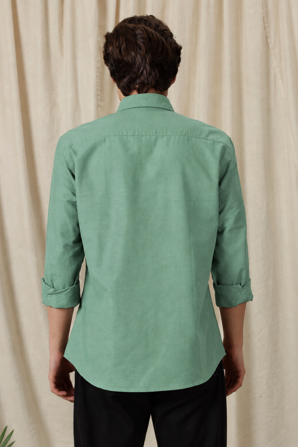 Men's Pista Green Relaxed Fit Cotton Shirt