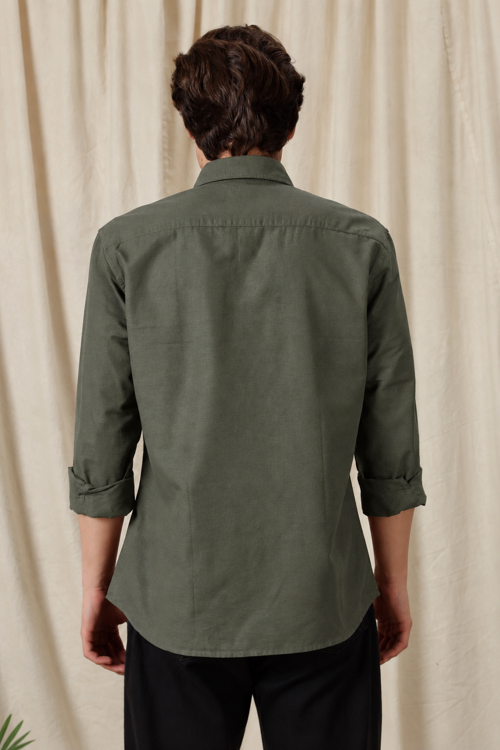 Men's Dark Green Relaxed Fit Cotton Shirt