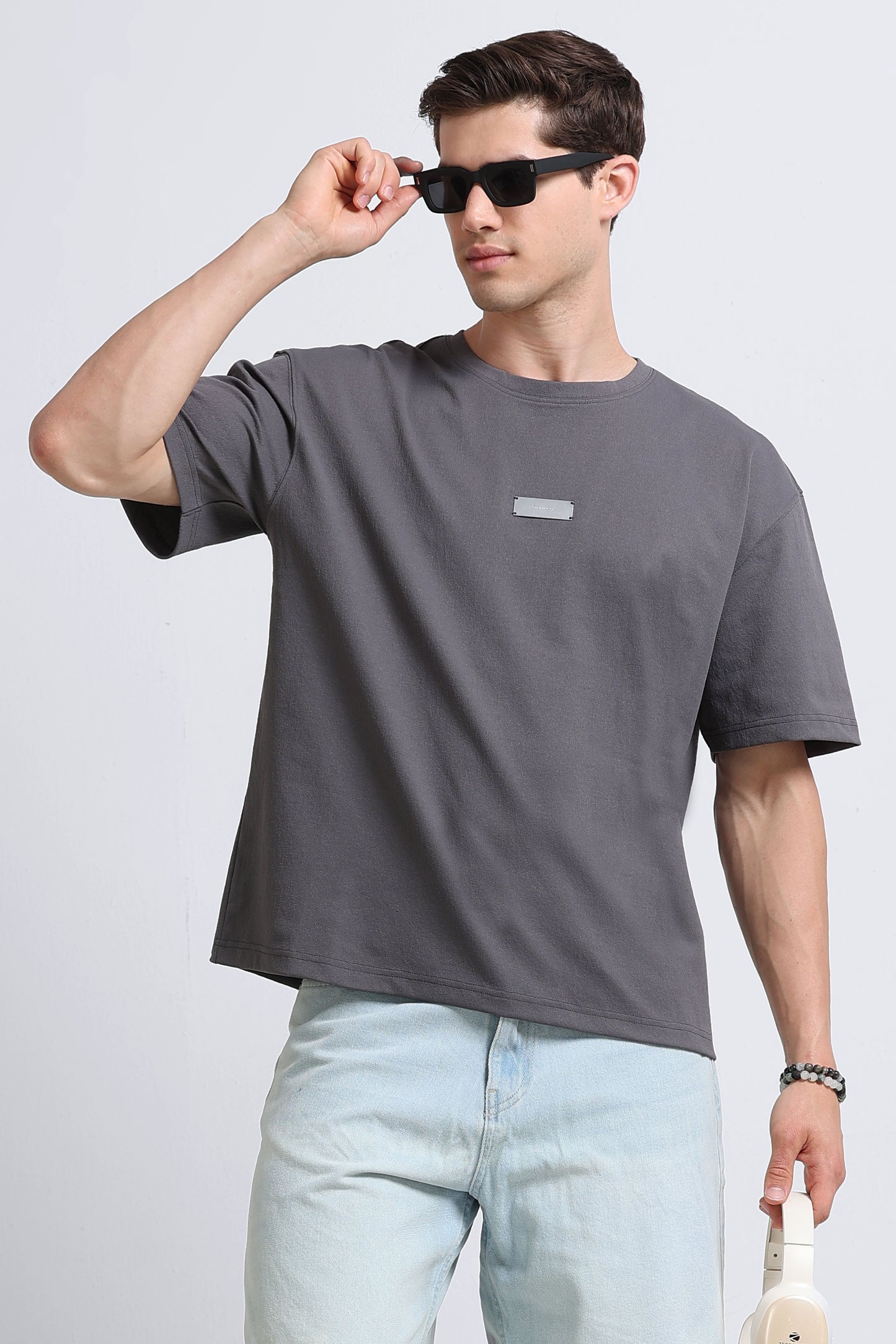 Essential Oversized Crew Neck T-Shirt Grey