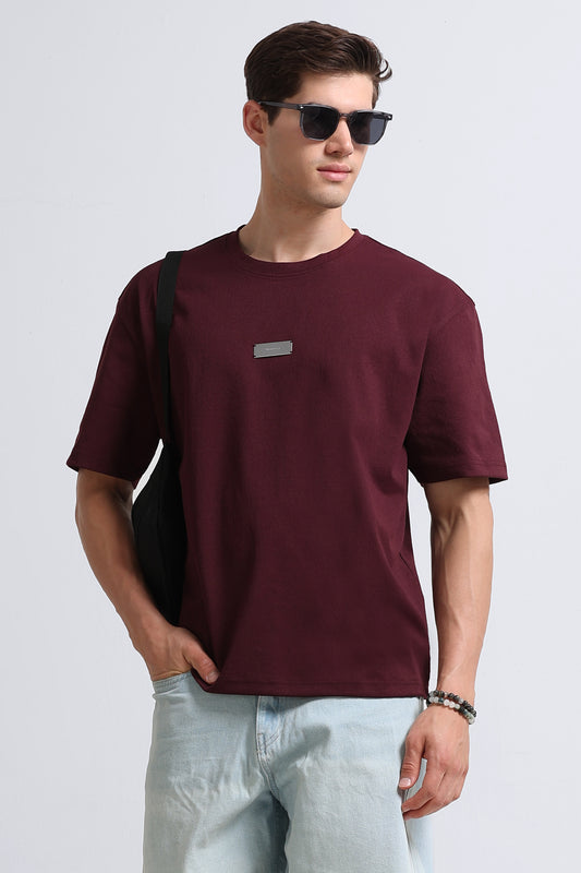 Essential Oversized Crew Neck T-Shirt Maroon