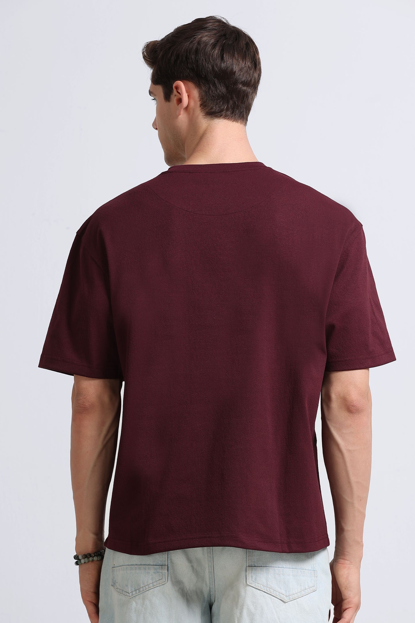 Essential Oversized Crew Neck T-Shirt Maroon