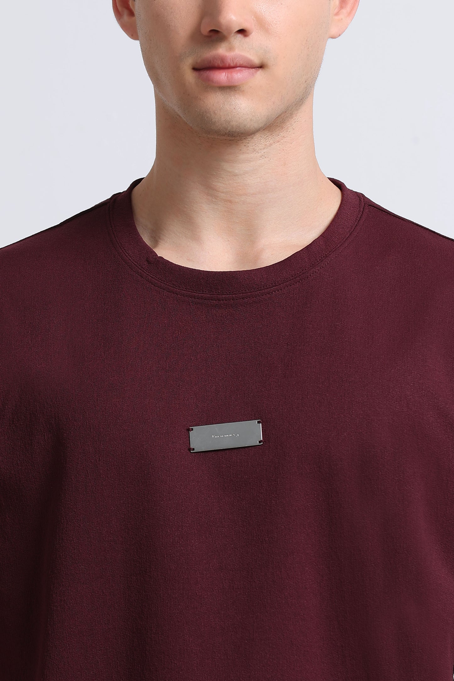 Essential Oversized Crew Neck T-Shirt Maroon