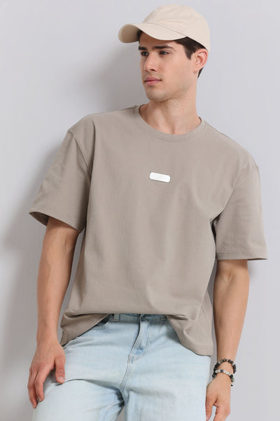 Essential Oversized Crew Neck T-Shirt Beige