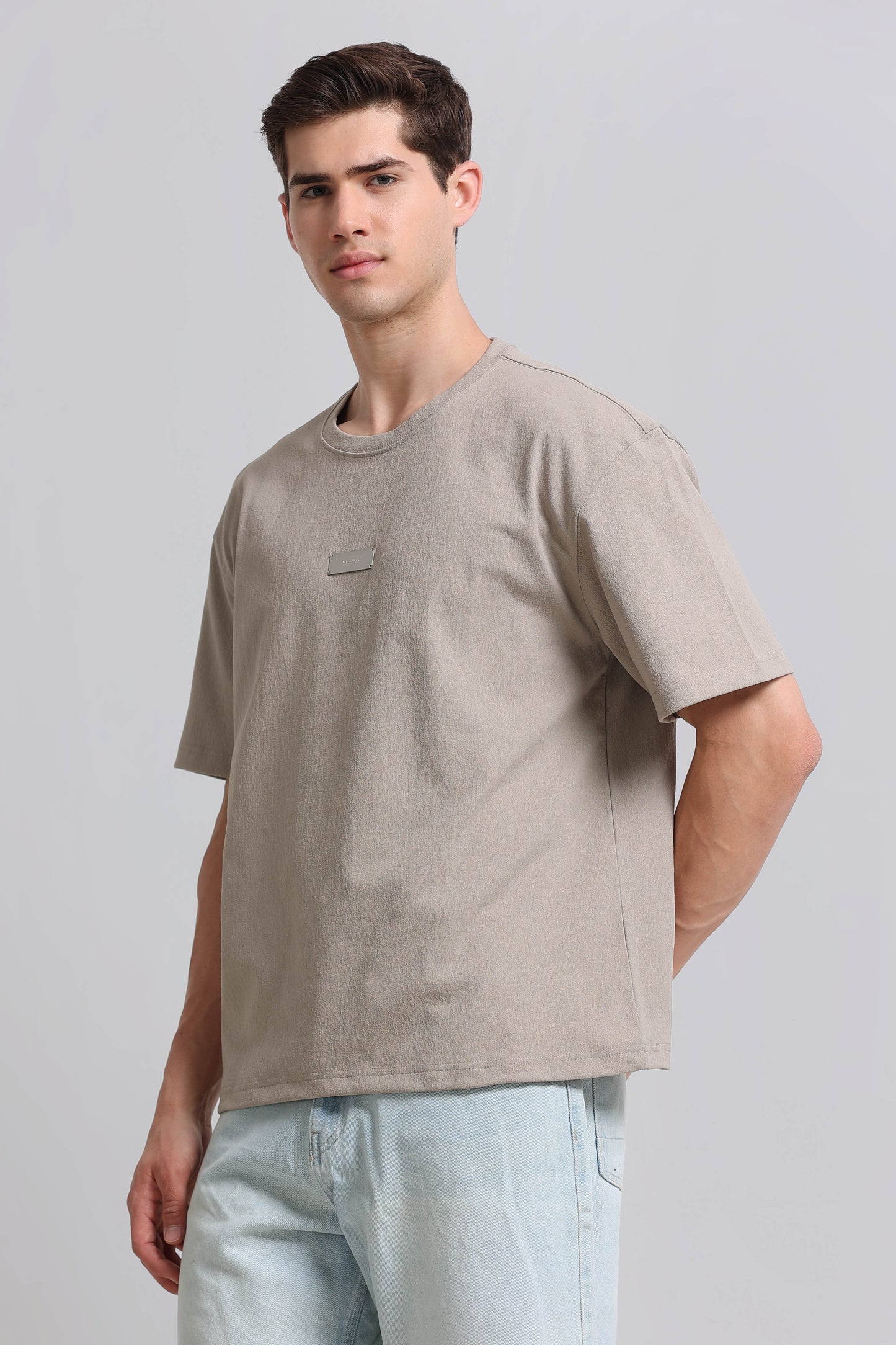 Essential Oversized Crew Neck T-Shirt Beige