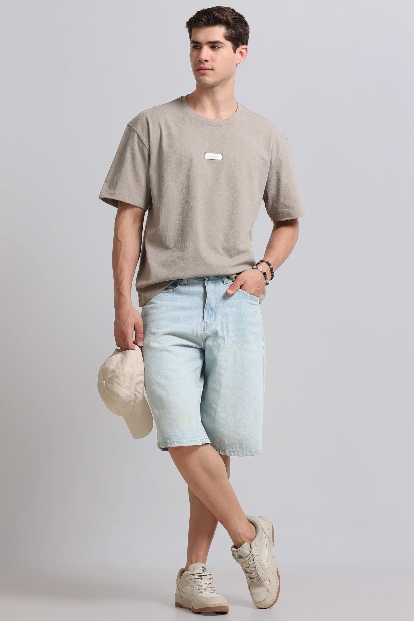 Essential Oversized Crew Neck T-Shirt Beige