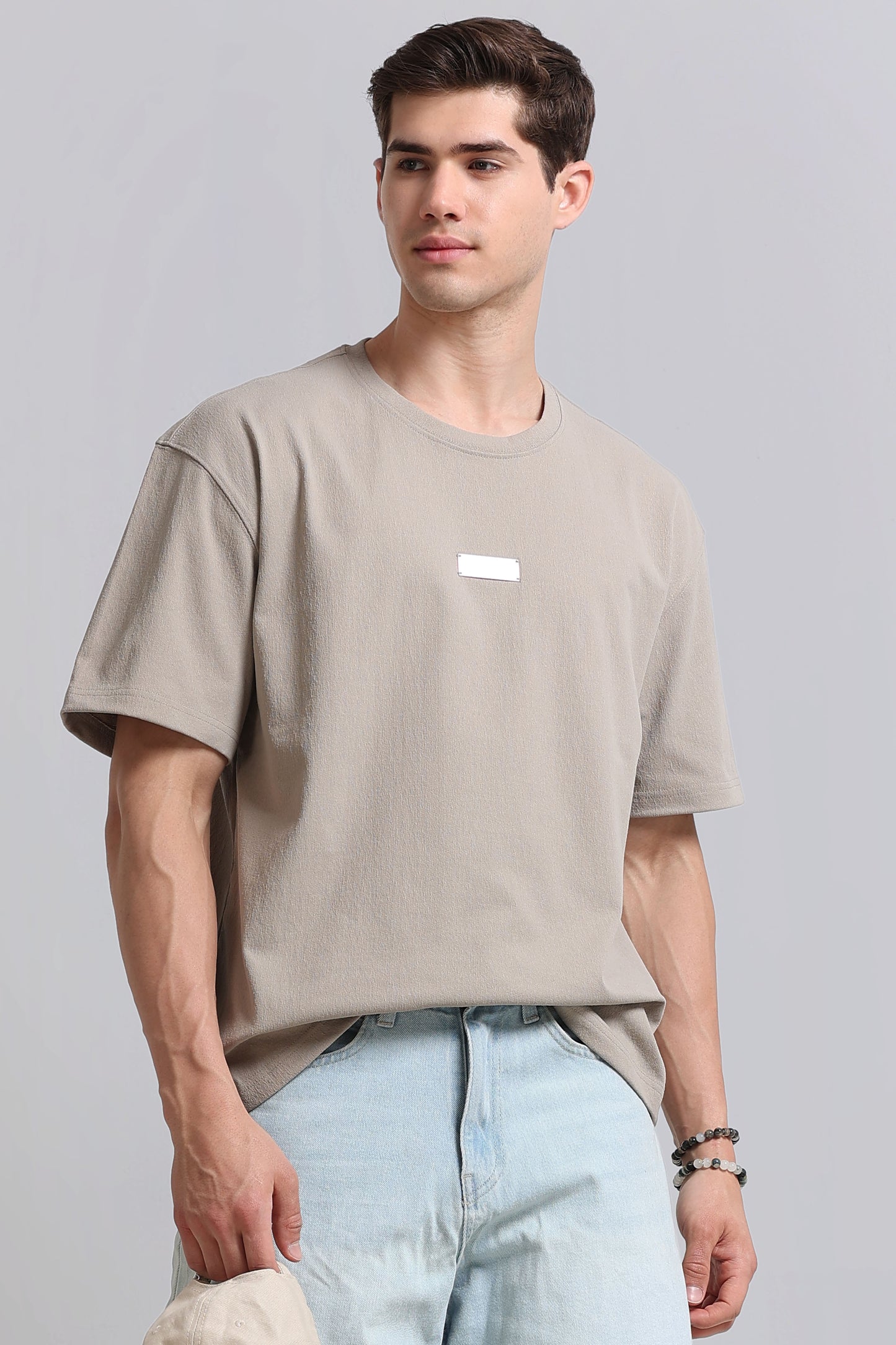 Essential Oversized Crew Neck T-Shirt Beige