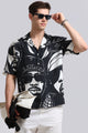 Oversized Graphic Print Shirt Black White