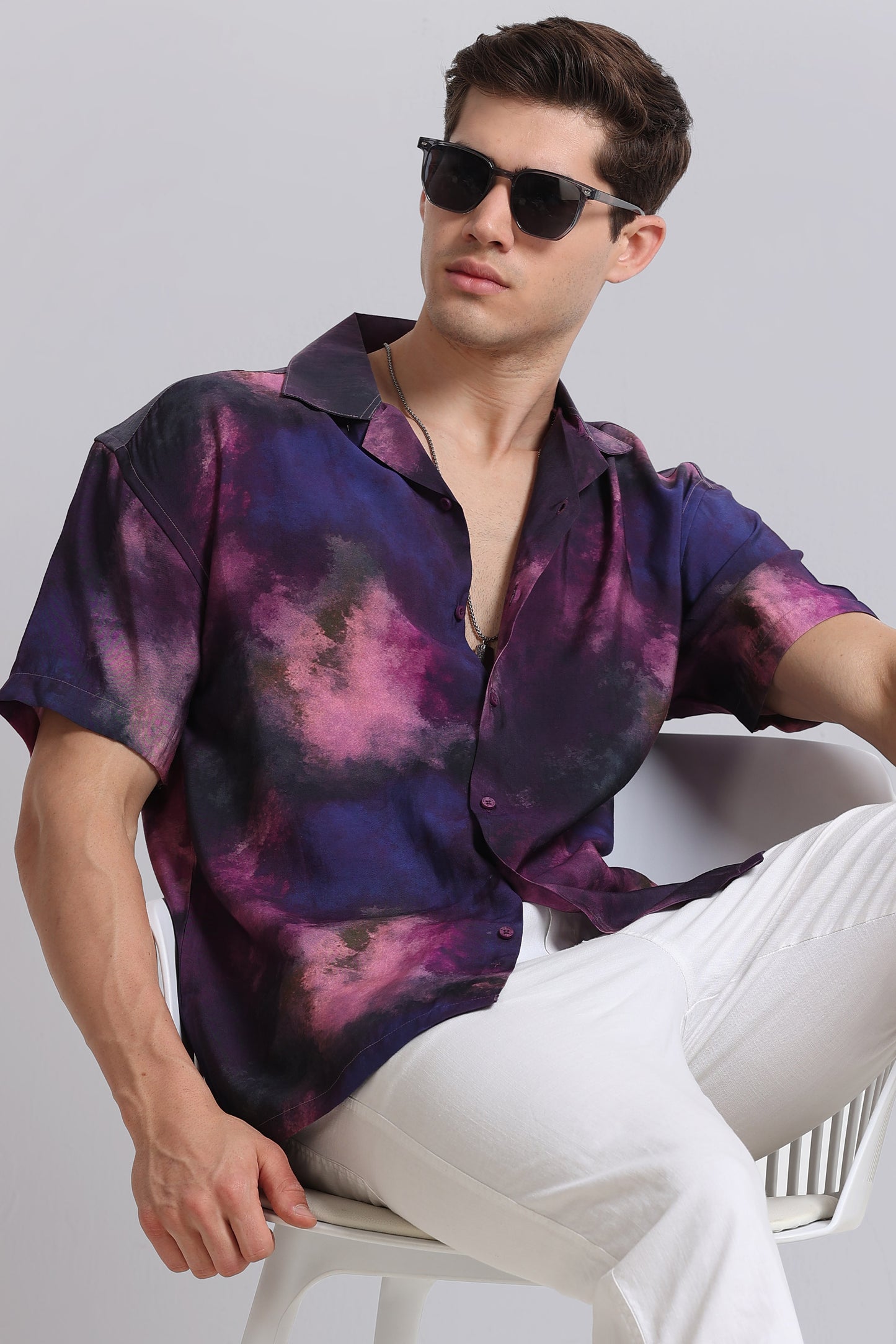 Oversized Resort Shirt Purple