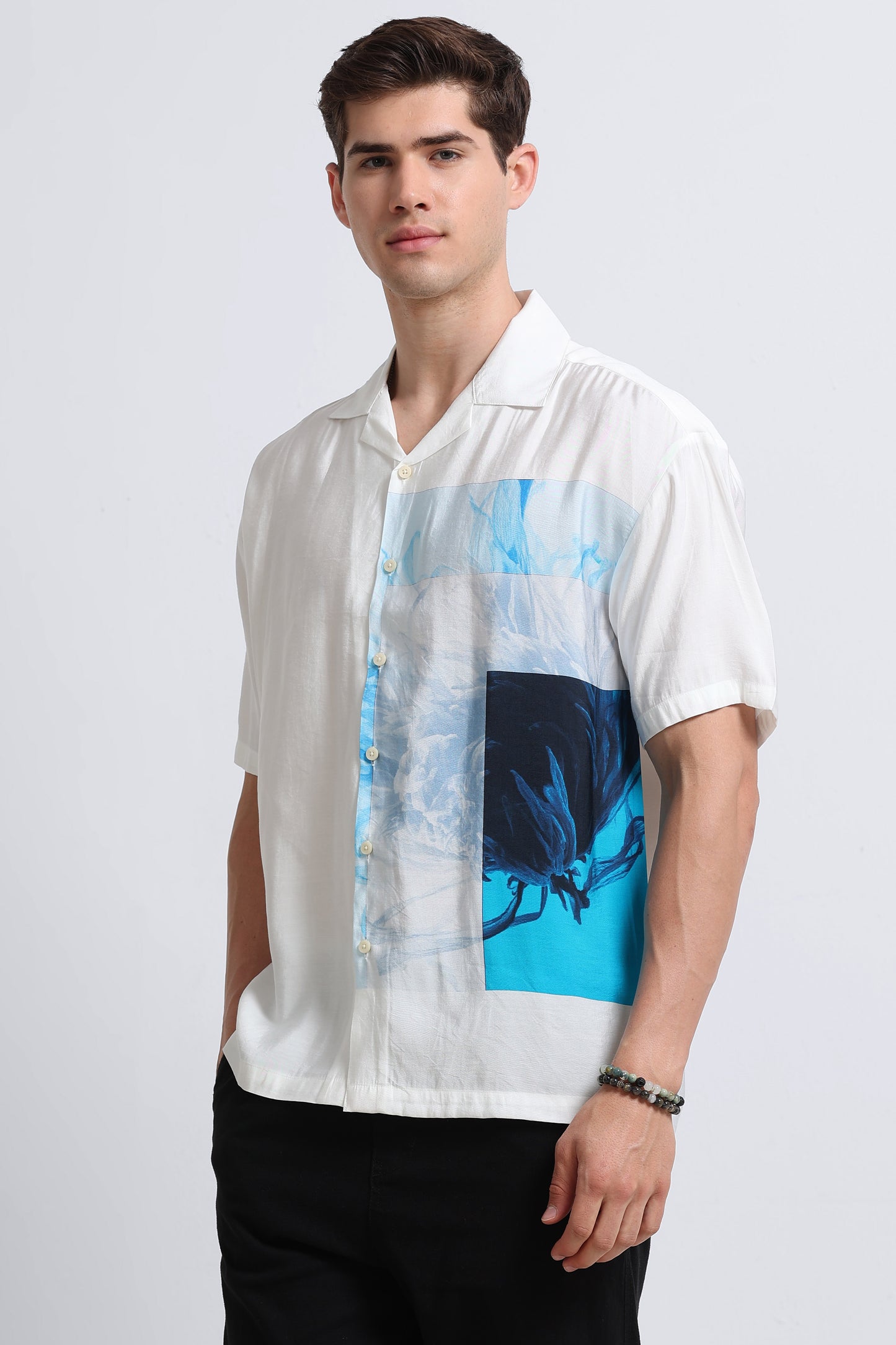 Oversized Graphic Print Shirt Blue