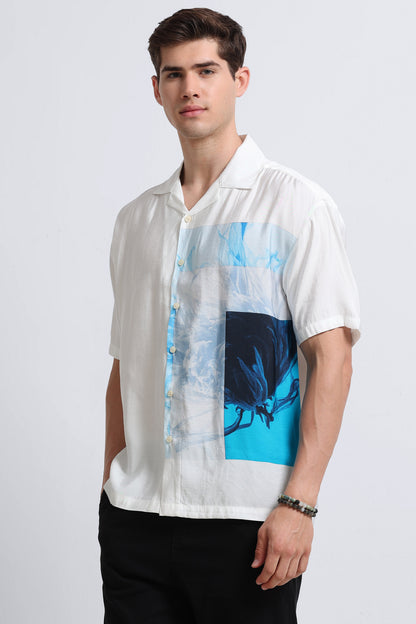 Oversized Graphic Print Shirt Blue