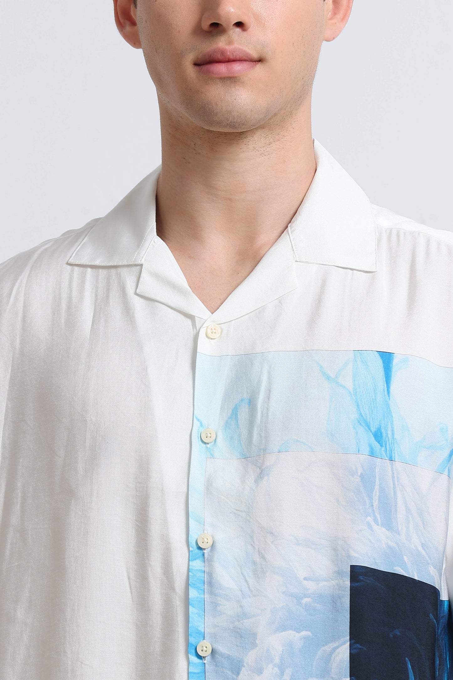 Oversized Graphic Print Shirt Blue