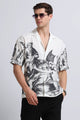 Oversized Graphic Print Shirt Grey White