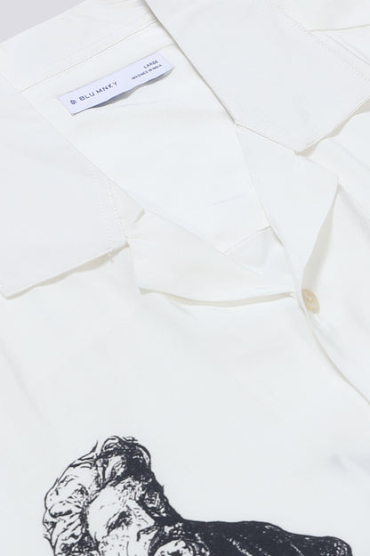 Oversized Graphic Print Shirt Grey White