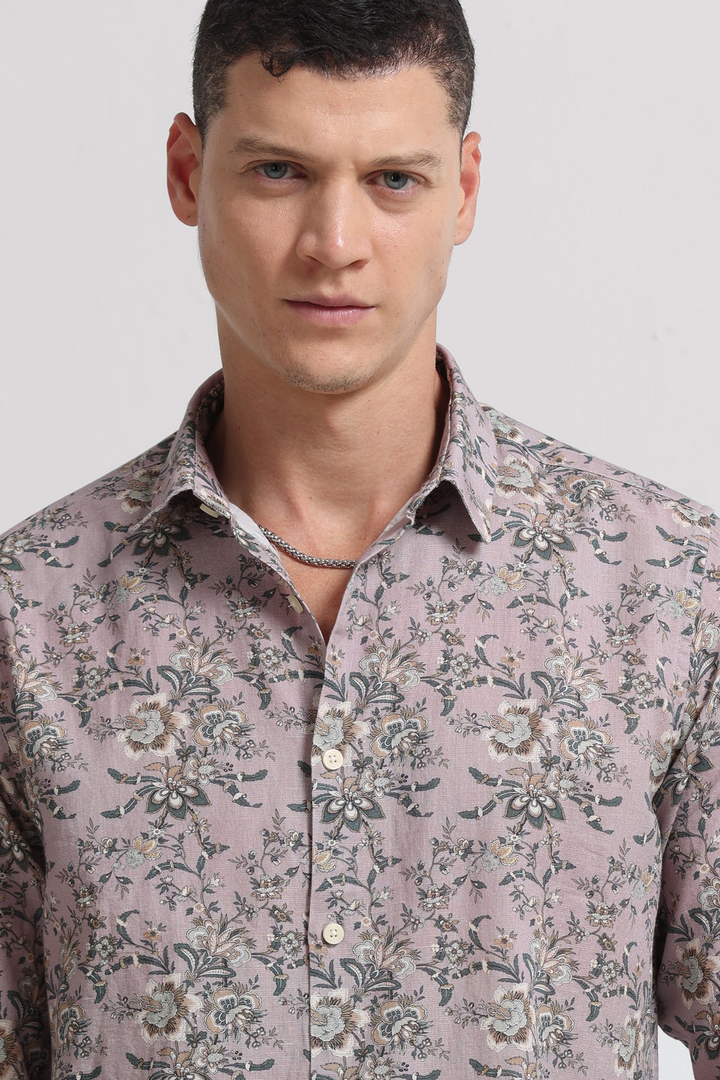 Cotton Linen Digital Printed Shirt Pink