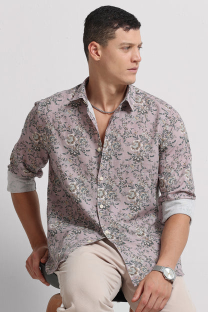 Cotton Linen Digital Printed Shirt Pink