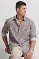 Cotton Linen Digital Printed Shirt Pink