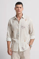 Cotton Linen Digital Printed Shirt Off White