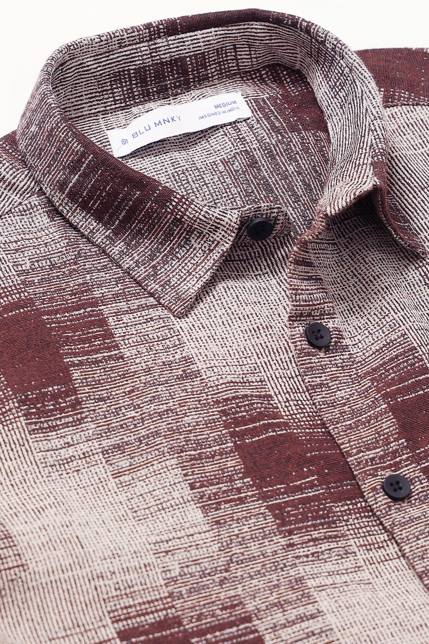 Maroon Cream Jacquard Boxy Fit Shirt