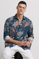 Cotton Linen Digital Printed Shirt Rama Blue