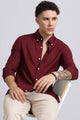 Viscose Linen Slim Fit Shirt Maroon