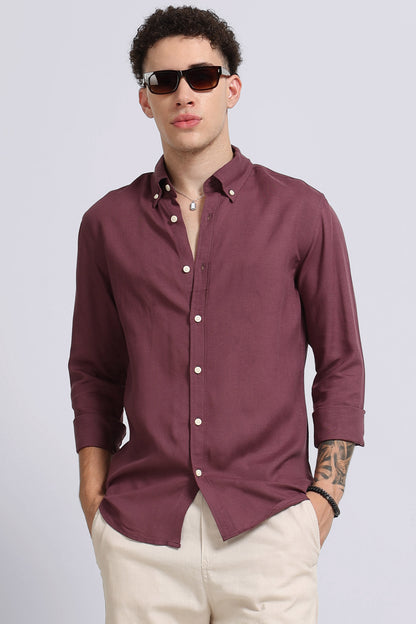 Viscose Linen Slim Fit Shirt Purple
