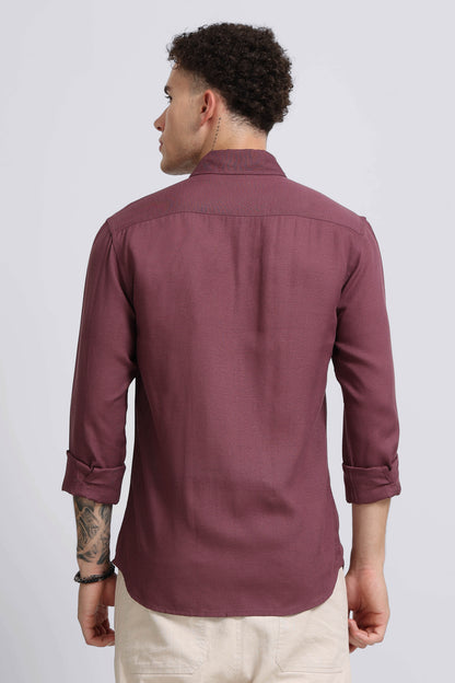 Viscose Linen Slim Fit Shirt Purple