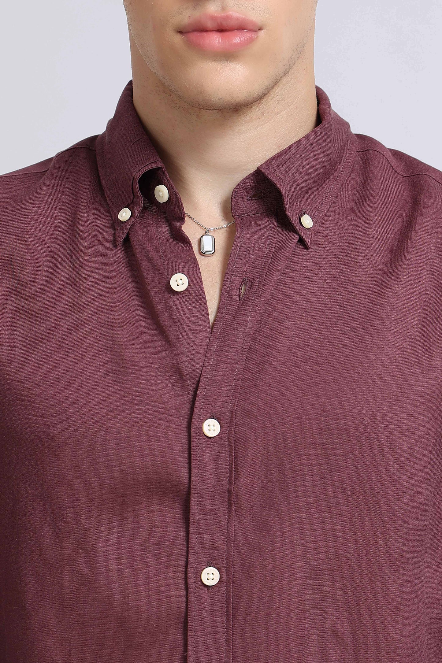 Viscose Linen Slim Fit Shirt Purple