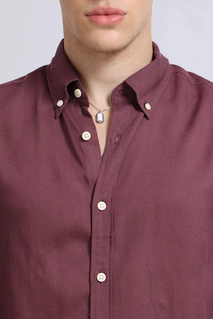 Viscose Linen Slim Fit Shirt Purple