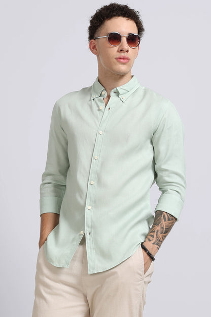 Viscose Linen Slim Fit Shirt Lt Green