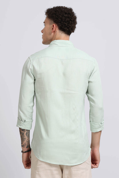 Viscose Linen Slim Fit Shirt Lt Green