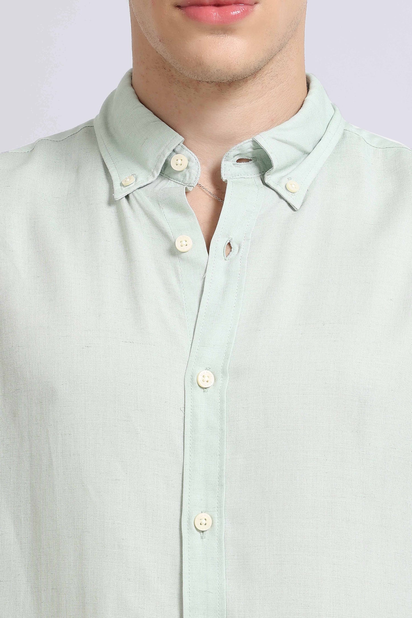 Viscose Linen Slim Fit Shirt Lt Green