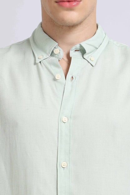 Viscose Linen Slim Fit Shirt Lt Green