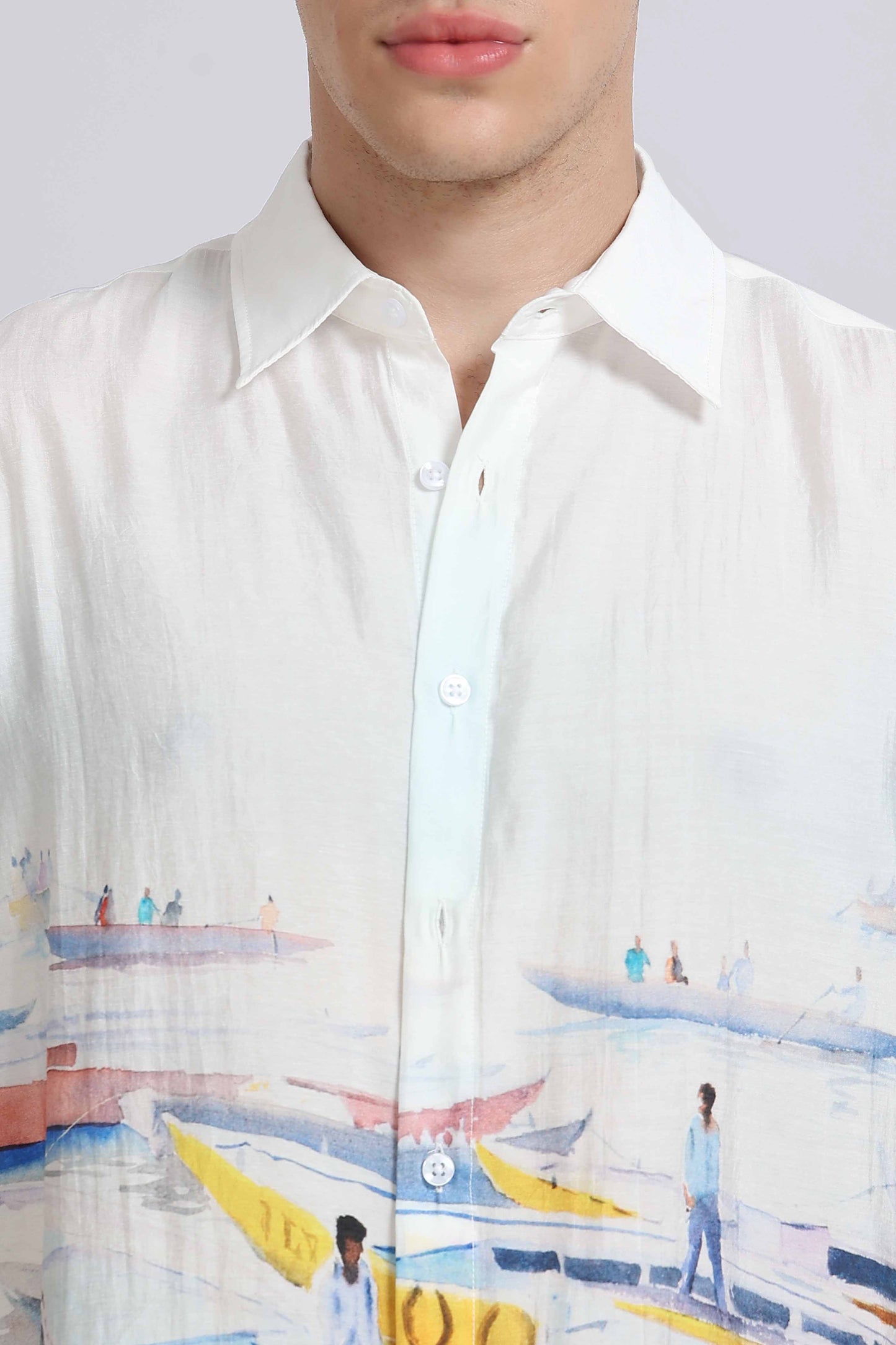 "Gearing Up For The Day" Oversized Print Shirt