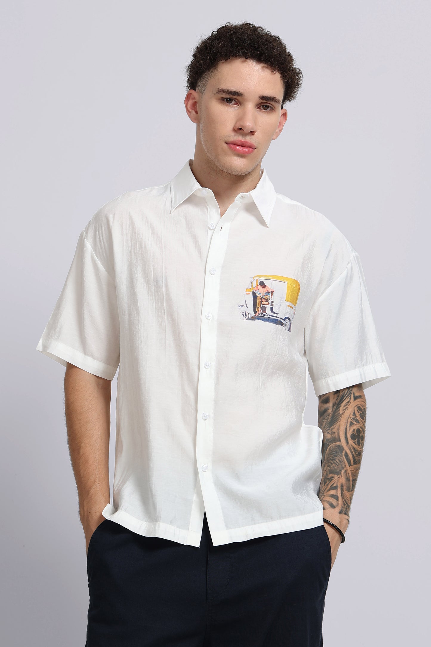 "Catching Up" Oversized Print Shirt