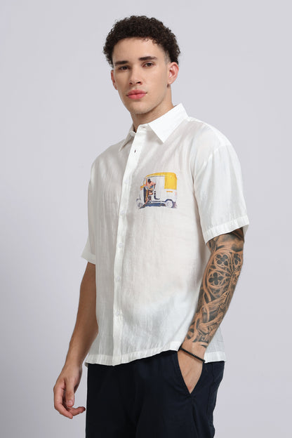 "Catching Up" Oversized Print Shirt