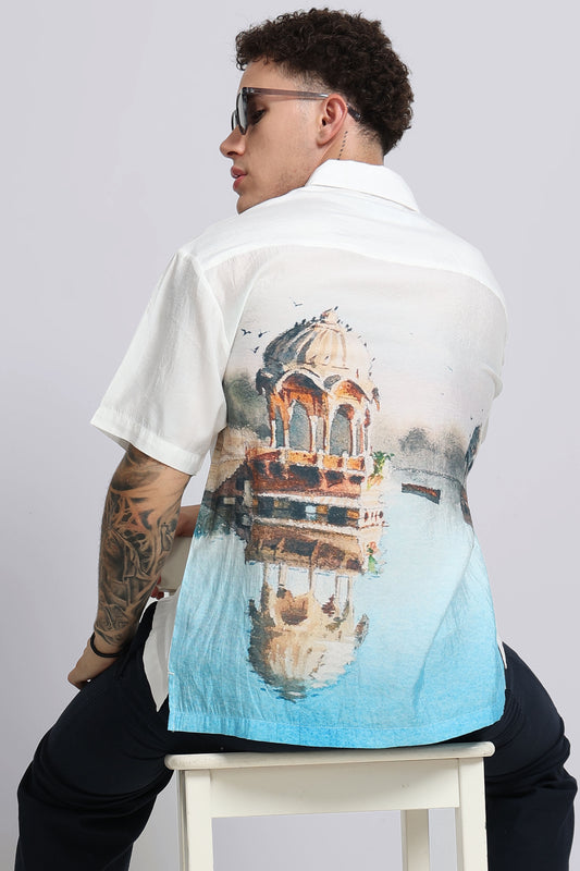 "Arched View" Oversized Print Shirt
