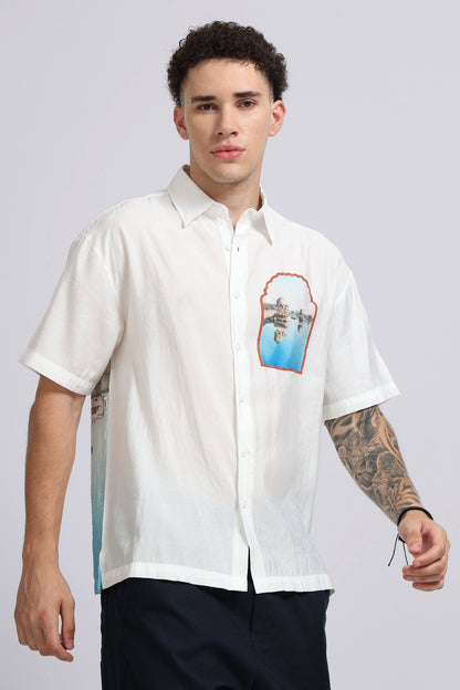 "Arched View" Oversized Print Shirt
