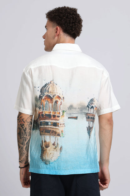 "Arched View" Oversized Print Shirt