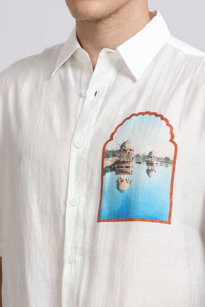 "Arched View" Oversized Print Shirt