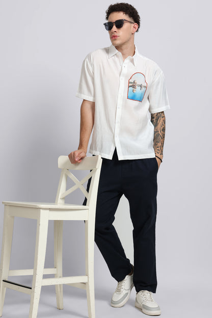 "Arched View" Oversized Print Shirt