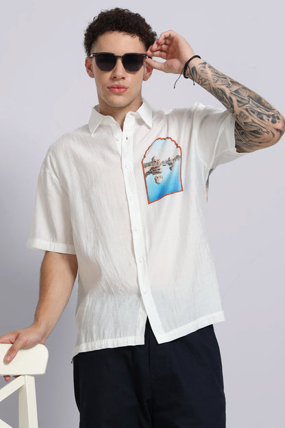 "Arched View" Oversized Print Shirt