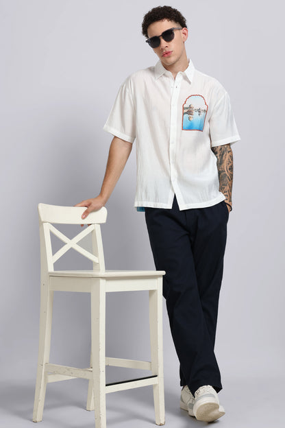 "Arched View" Oversized Print Shirt