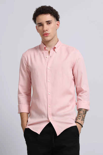Viscose Linen Slim Fit Shirt Lt Pink