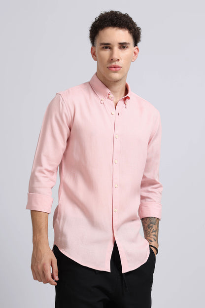 Viscose Linen Slim Fit Shirt Lt Pink