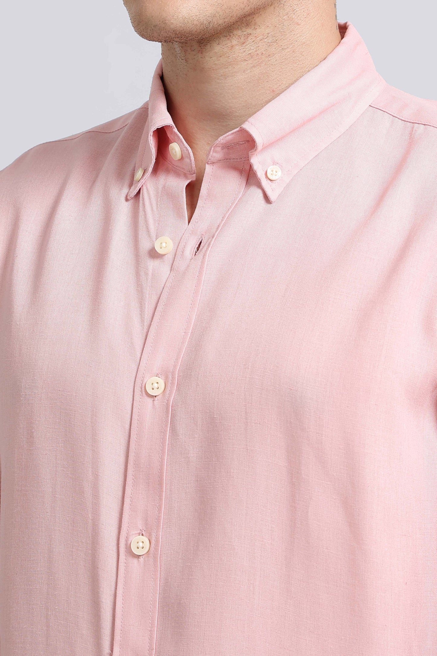 Viscose Linen Slim Fit Shirt Lt Pink