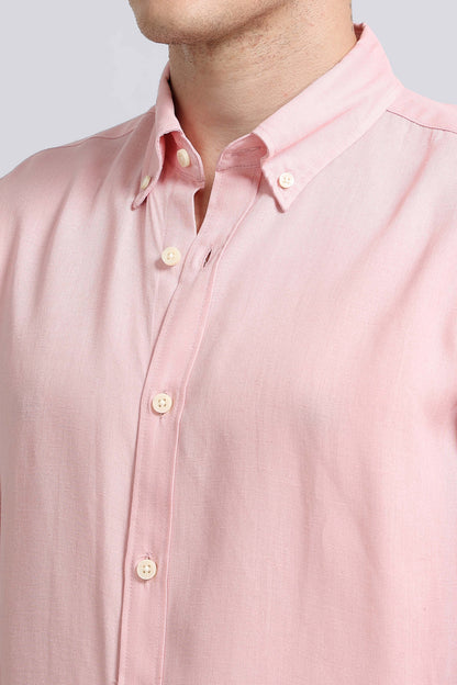 Viscose Linen Slim Fit Shirt Lt Pink