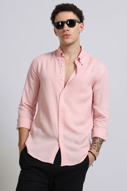 Viscose Linen Slim Fit Shirt Lt Pink