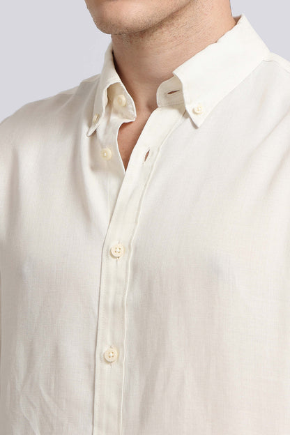 Viscose Linen Slim Fit Shirt Off White